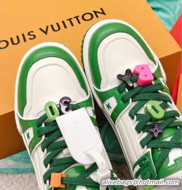 Hot Style Louis Vuitton LV Trainer Sneakers with Charm Green 090962