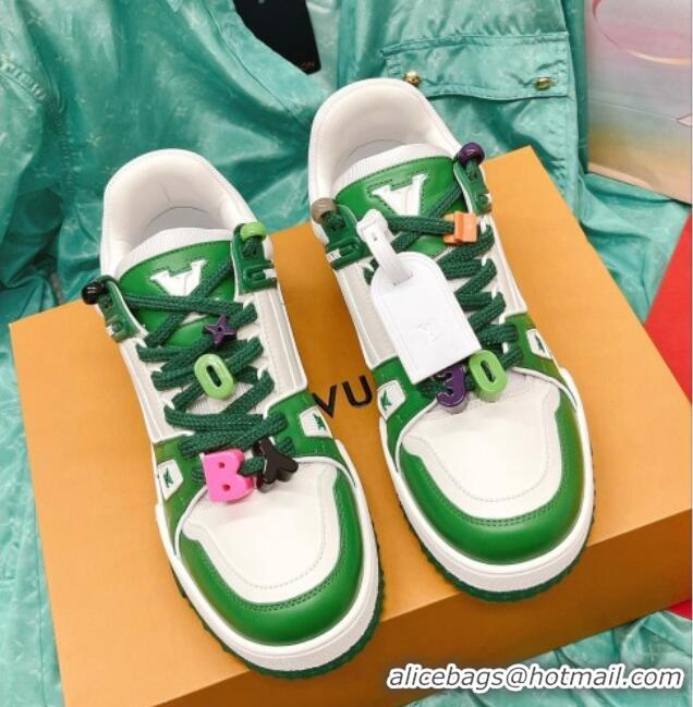 Hot Style Louis Vuitton LV Trainer Sneakers with Charm Green 090962