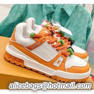 Classic Hot Louis Vuitton LV Trainer Sneakers with Charm Orange 090963