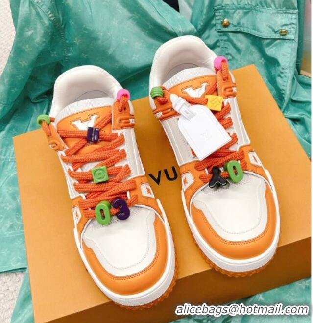 Classic Hot Louis Vuitton LV Trainer Sneakers with Charm Orange 090963