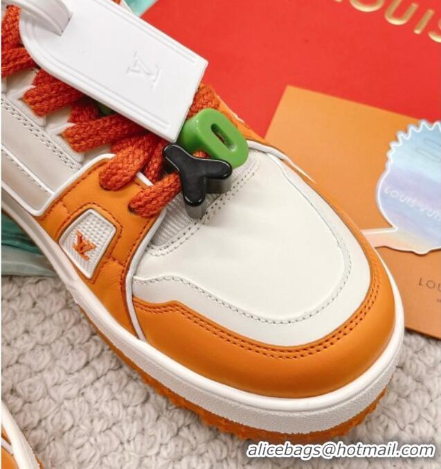 Classic Hot Louis Vuitton LV Trainer Sneakers with Charm Orange 090963