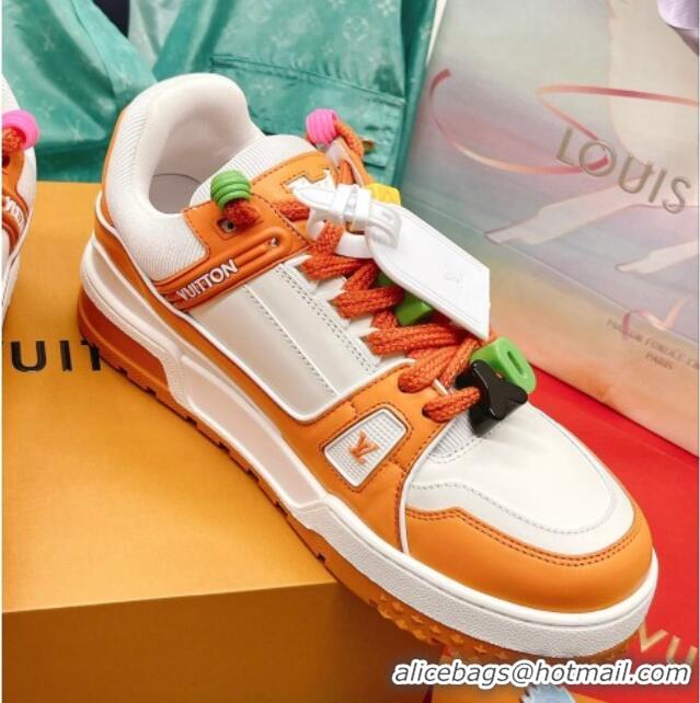 Classic Hot Louis Vuitton LV Trainer Sneakers with Charm Orange 090963