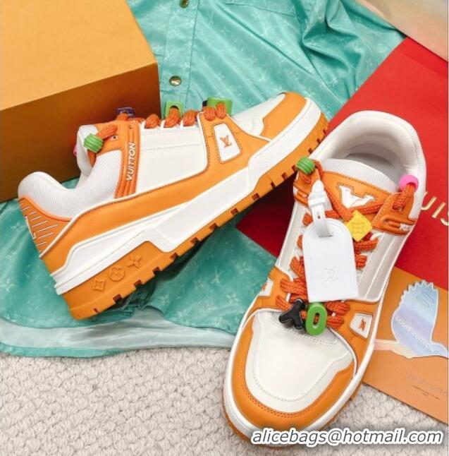 Classic Hot Louis Vuitton LV Trainer Sneakers with Charm Orange 090963