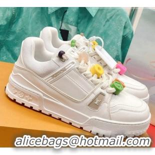 Stylish Louis Vuitton LV Trainer Sneakers with Charm White 090964