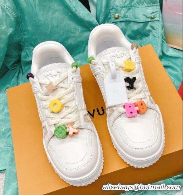 Stylish Louis Vuitton LV Trainer Sneakers with Charm White 090964