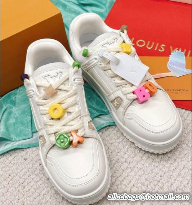 Stylish Louis Vuitton LV Trainer Sneakers with Charm White 090964