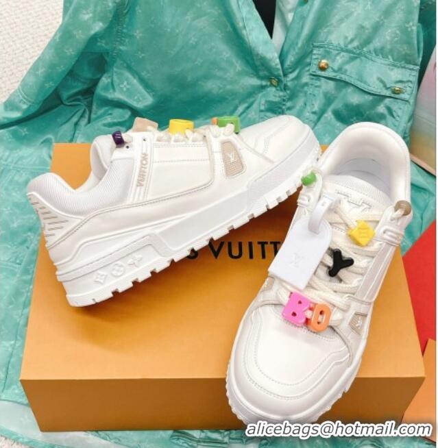 Stylish Louis Vuitton LV Trainer Sneakers with Charm White 090964