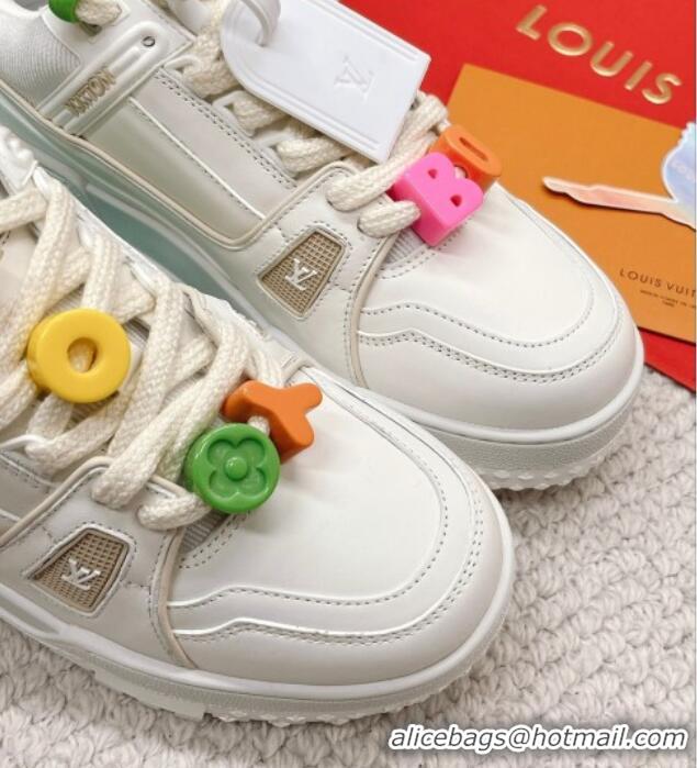 Stylish Louis Vuitton LV Trainer Sneakers with Charm White 090964