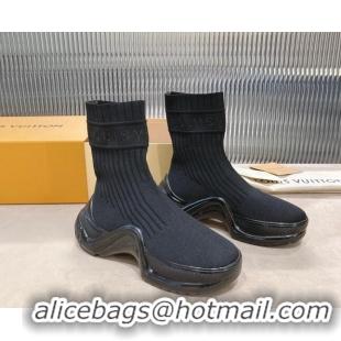 Perfect Louis Vuitton Knit Ankle Boots All Black 090966