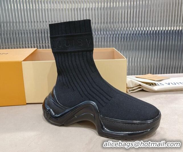 Perfect Louis Vuitton Knit Ankle Boots All Black 090966