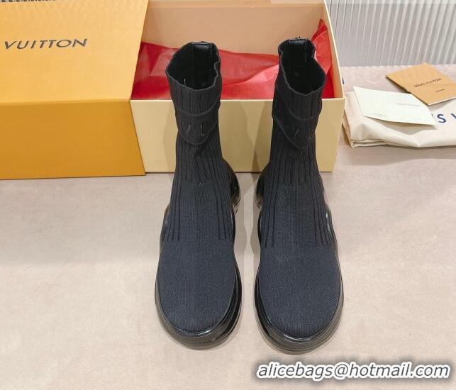 Perfect Louis Vuitton Knit Ankle Boots All Black 090966