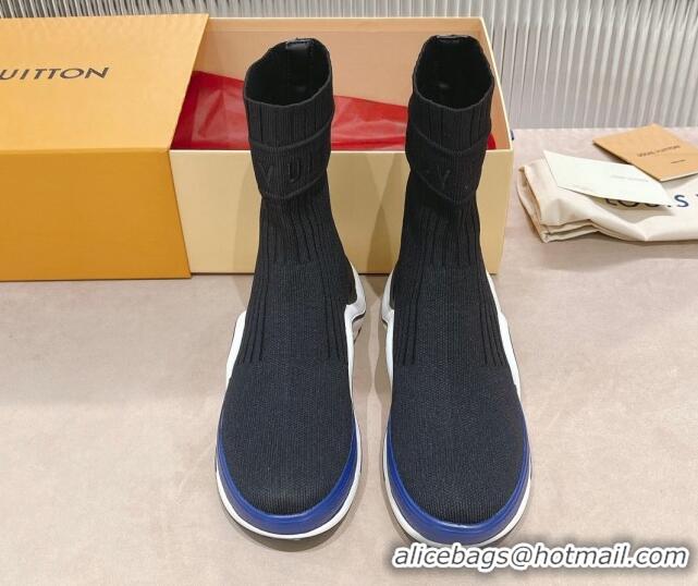 Duplicate Louis Vuitton Knit Ankle Boots Black/Blue 090966