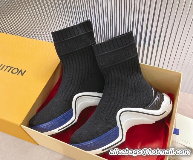 Duplicate Louis Vuitton Knit Ankle Boots Black/Blue 090966