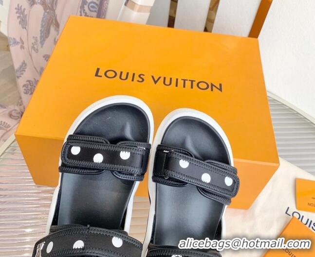 Good Product Louis Vuitton LV Archlight Dotted Flat Sandals Black 091254