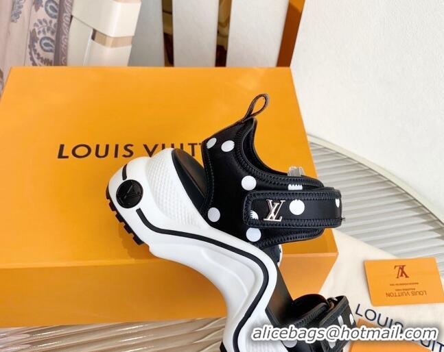 Good Product Louis Vuitton LV Archlight Dotted Flat Sandals Black 091254