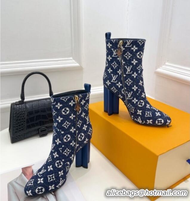 Pretty Style Louis Vuitton Silhouette Ankle Boots 10cm in Blue Monogram Denim 092198