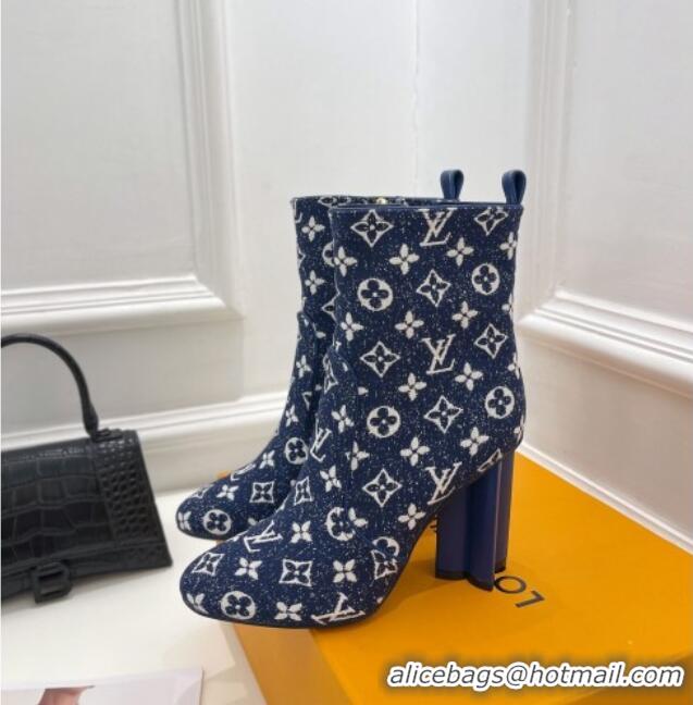 Pretty Style Louis Vuitton Silhouette Ankle Boots 10cm in Blue Monogram Denim 092198