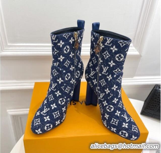 Pretty Style Louis Vuitton Silhouette Ankle Boots 10cm in Blue Monogram Denim 092198