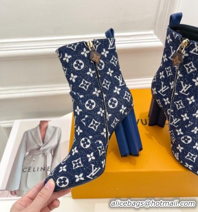 Pretty Style Louis Vuitton Silhouette Ankle Boots 10cm in Blue Monogram Denim 092198