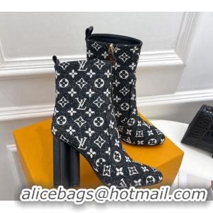 Discount Louis Vuitton Silhouette Ankle Boots 10cm in Black Monogram Denim 921100