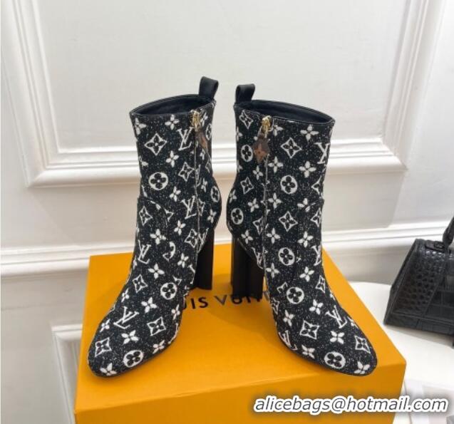 Discount Louis Vuitton Silhouette Ankle Boots 10cm in Black Monogram Denim 921100