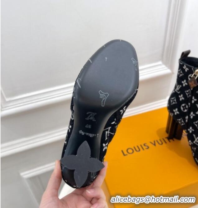 Best Price Louis Vuitton Silhouette Ankle Boots 10cm in Black Monogram Velvet 921101