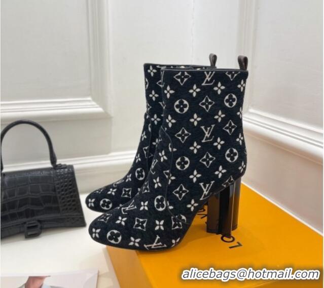 Best Price Louis Vuitton Silhouette Ankle Boots 10cm in Black Monogram Velvet 921101