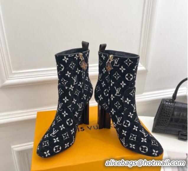 Best Price Louis Vuitton Silhouette Ankle Boots 10cm in Black Monogram Velvet 921101