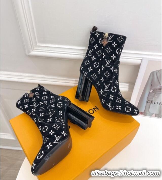 Best Price Louis Vuitton Silhouette Ankle Boots 10cm in Black Monogram Velvet 921101