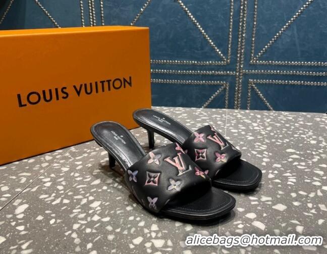 Purchase Louis Vuitton Revival Heel Slide Sandals 5.5cm in Floral Monogram Leather Black 0921104