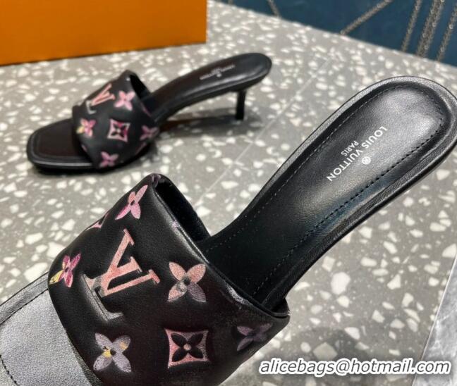 Purchase Louis Vuitton Revival Heel Slide Sandals 5.5cm in Floral Monogram Leather Black 0921104