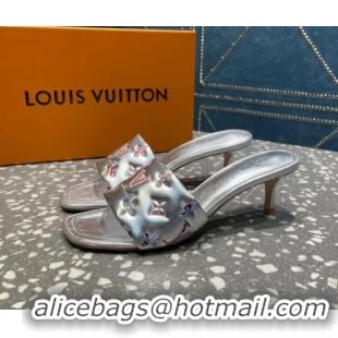 Good Looking Louis Vuitton Revival Heel Slide Sandals 5.5cm in Floral Monogram Leather Silver 921105