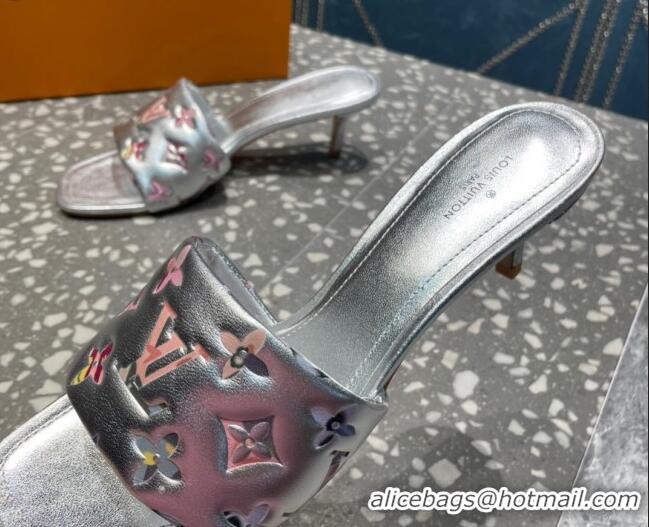 Good Looking Louis Vuitton Revival Heel Slide Sandals 5.5cm in Floral Monogram Leather Silver 921105