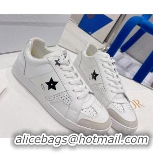 Charming Dior Calfskin Star Sneakers White/Grey 052640