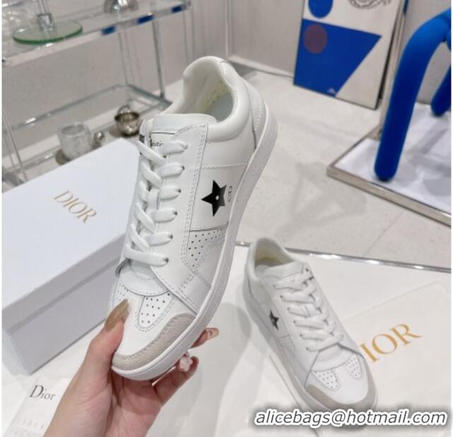 Charming Dior Calfskin Star Sneakers White/Grey 052640