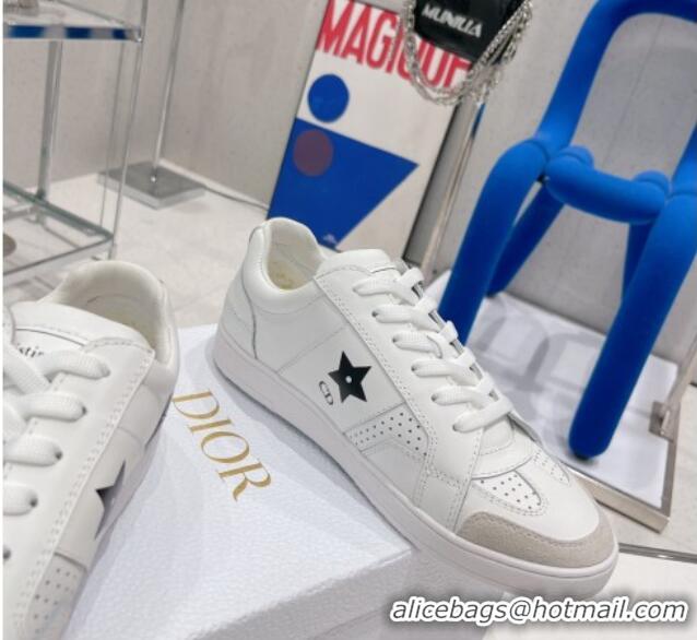 Charming Dior Calfskin Star Sneakers White/Grey 052640