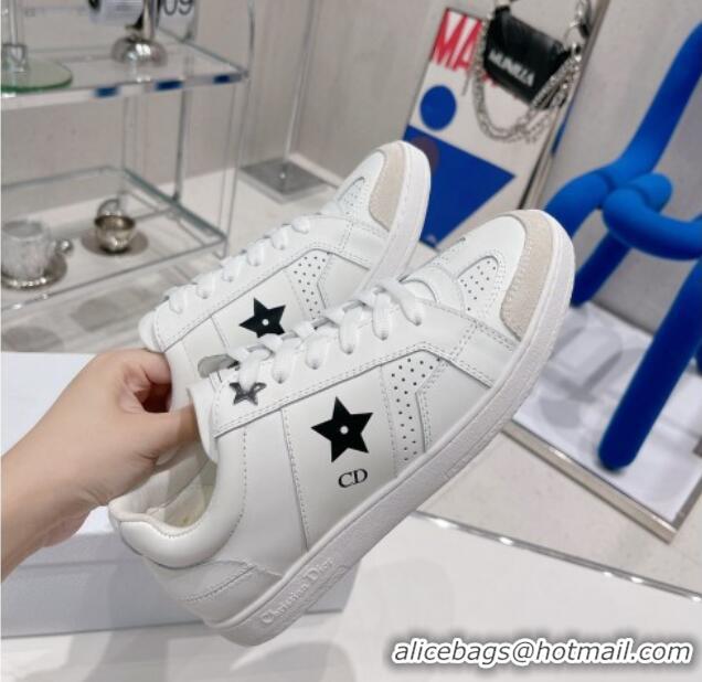 Charming Dior Calfskin Star Sneakers White/Grey 052640