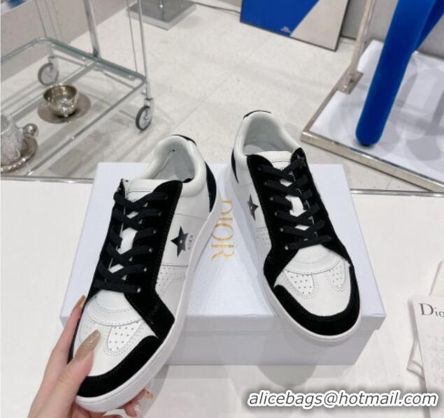 Sumptuous Dior Calfskin Star Sneakers White/Black 052641