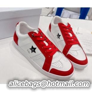 Famous Dior Calfskin Star Sneakers White/Red 2052642