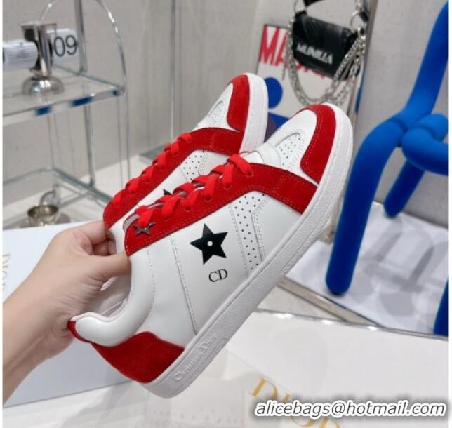 Famous Dior Calfskin Star Sneakers White/Red 2052642