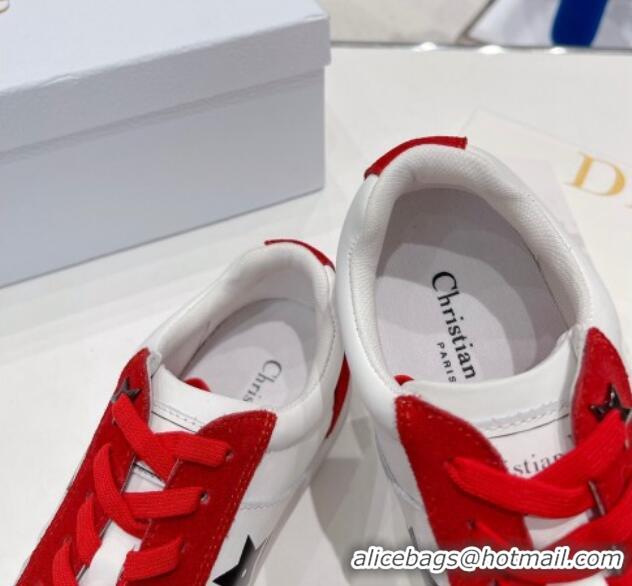 Famous Dior Calfskin Star Sneakers White/Red 2052642