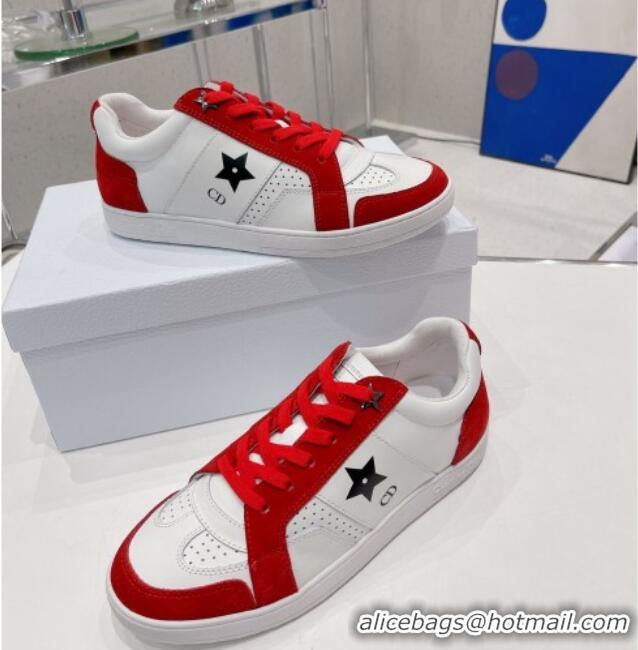 Famous Dior Calfskin Star Sneakers White/Red 2052642