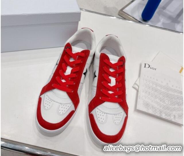 Famous Dior Calfskin Star Sneakers White/Red 2052642