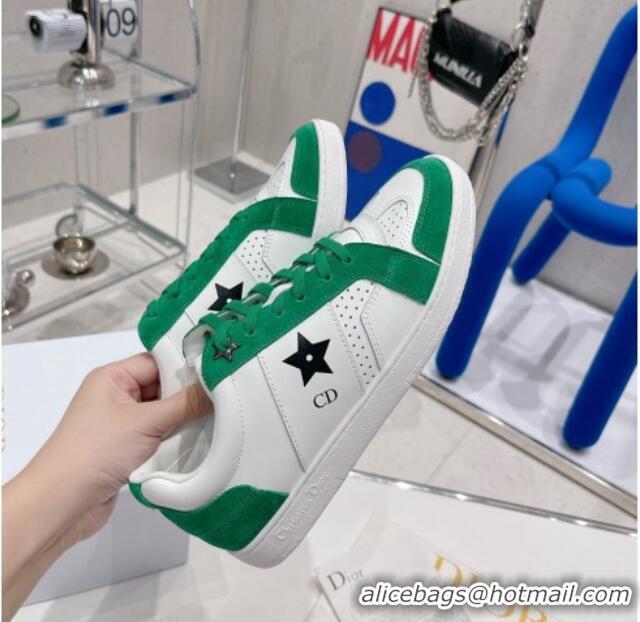 Hot Style Dior Calfskin Star Sneakers White/Green 2052643