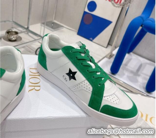 Hot Style Dior Calfskin Star Sneakers White/Green 2052643