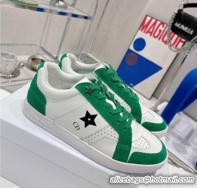 Hot Style Dior Calfskin Star Sneakers White/Green 2052643