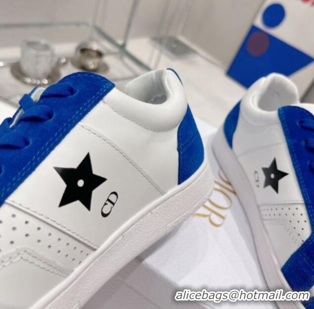 Grade Dior Calfskin Star Sneakers White/Blue 2052644