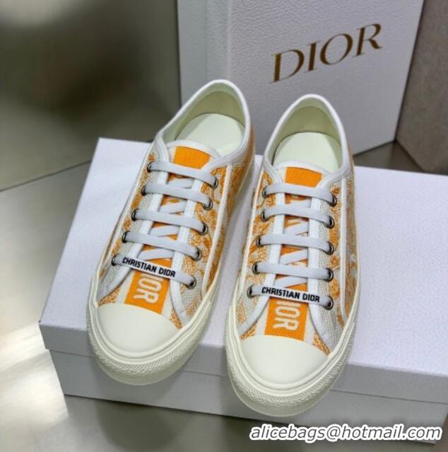 Original Cheap Dior Walk'n'Dior Sneakers in Bright Orange Toile de Jouy Embroidered Cotton 062141