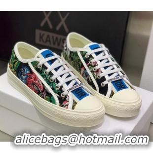 Stylish Dior Walk'n'Dior Sneakers in Black Multicolor D-Constellation Embroidered Cotton 062143