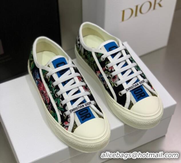 Stylish Dior Walk'n'Dior Sneakers in Black Multicolor D-Constellation Embroidered Cotton 062143